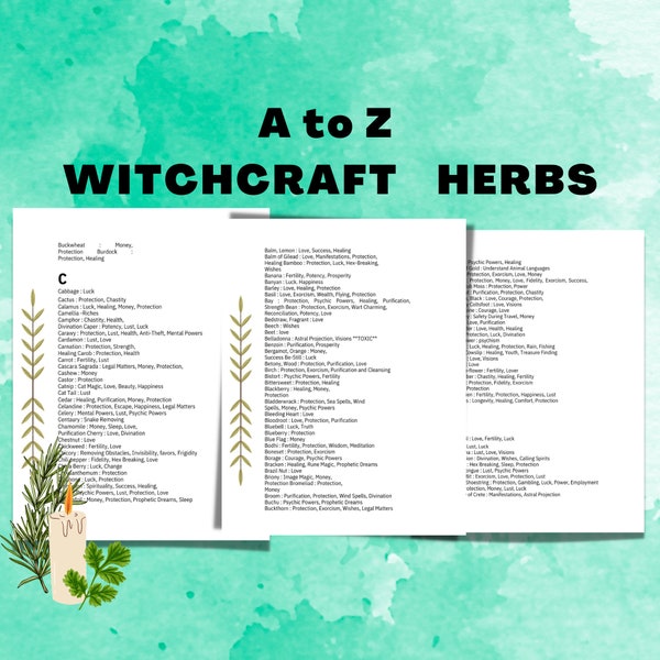 249 herbs for witchcraft, spell book, wiccan magic, grimoire pages, Ritual, Baby witch PDF, occult