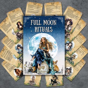Secret full moon rituals grimoire pages, lunar magic, book of shadows, witchcraft Moon magic, wicca, witchy printable, BOS witch
