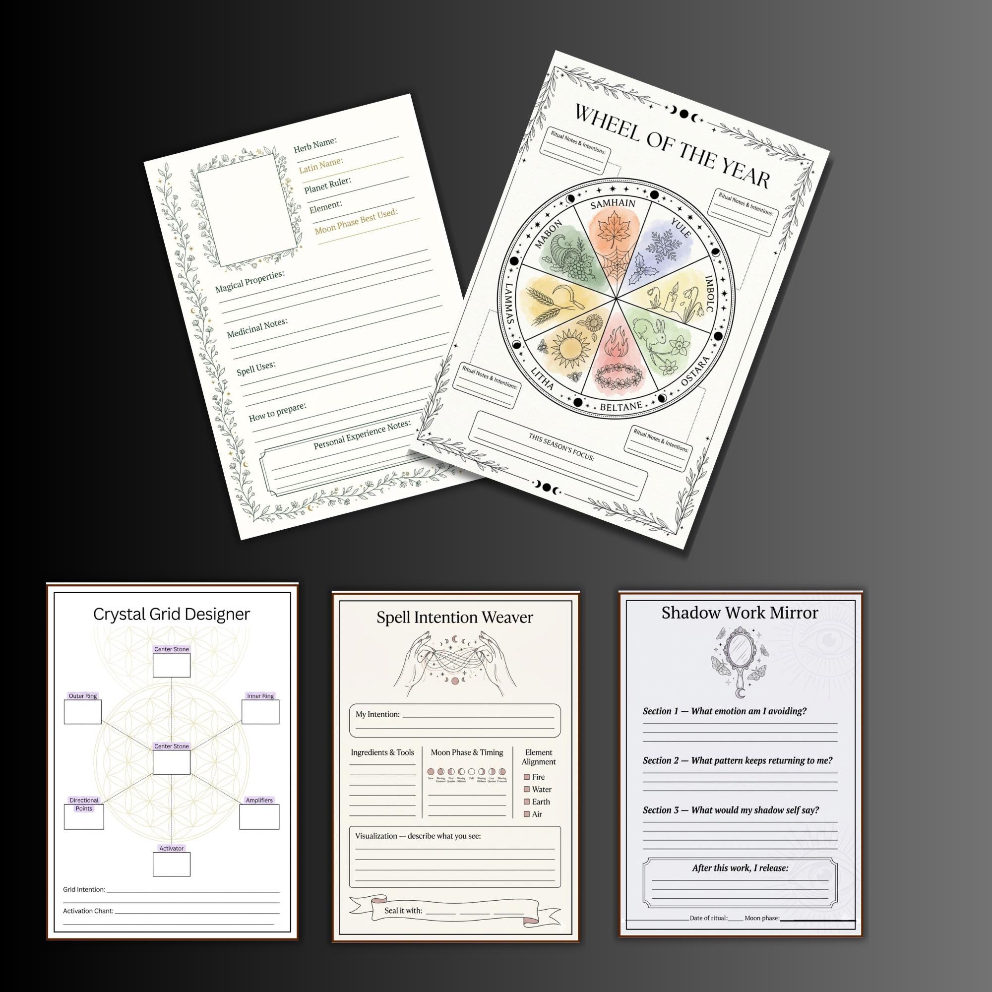 Witches Energy Templates, Witchy Planner, Grimoire Digital, Planner ...