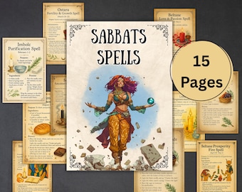 Sabbats Spells Bundle Pages, book of shadows, wiccan spells guide, PDF, grimoire, 8 sabbats rituals, wheel of the year, witchcraft spells