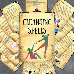 Cleansing Spells book, Printable Wicca spells, witchy book of shadows, occult witchcraft spells, pagan, BOS pages, Witchy grimoire, rituals