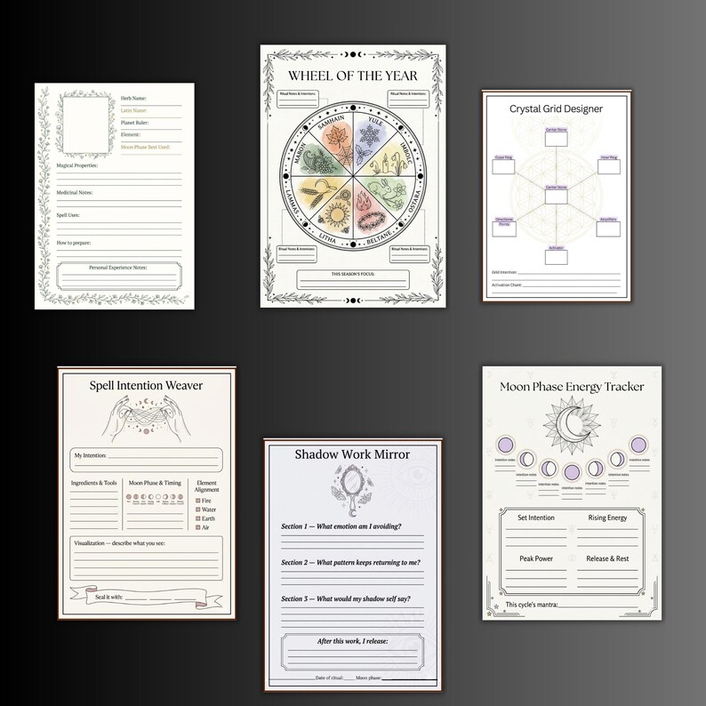 Witches Energy Templates, Witchy Planner, Grimoire Digital, Planner ...