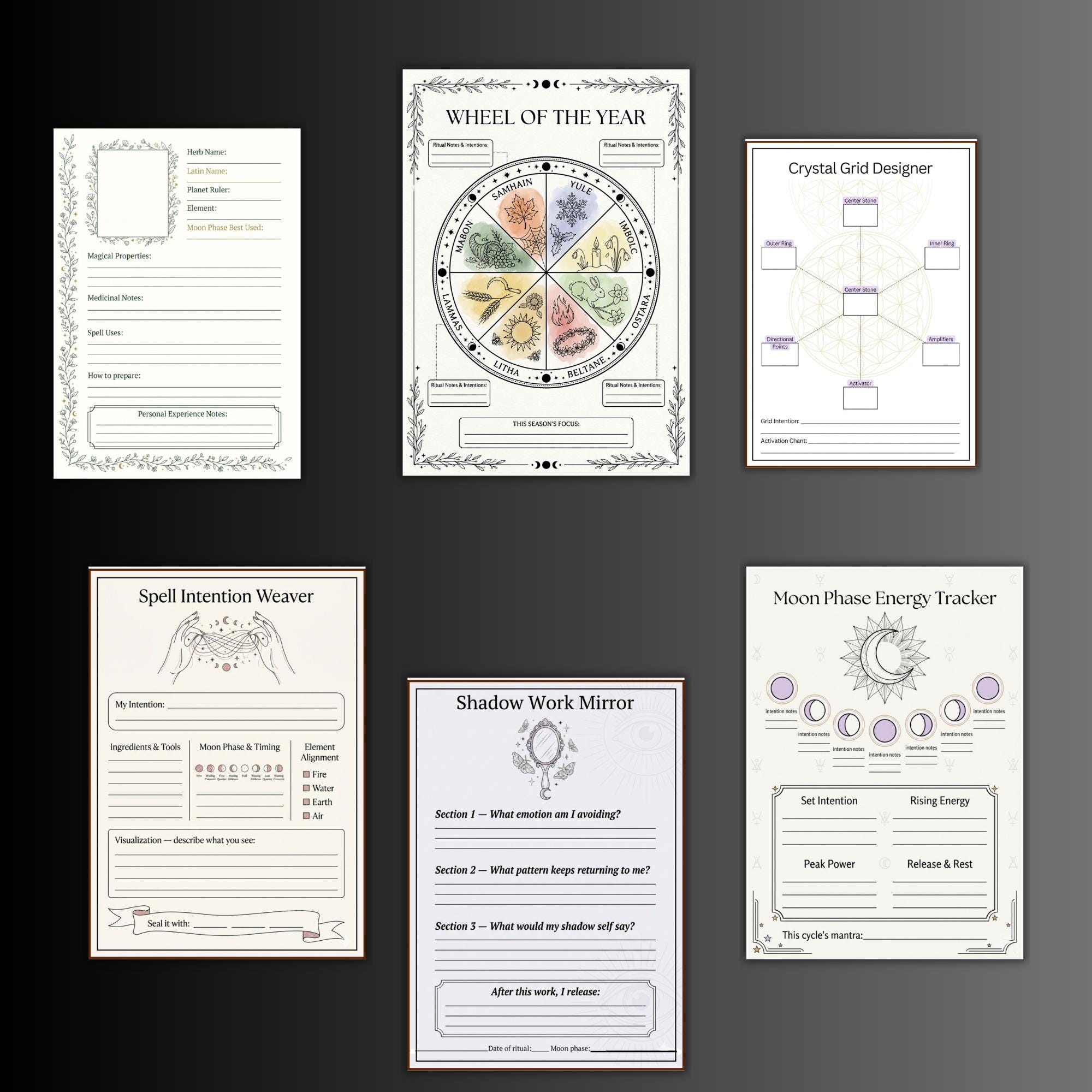 Witches Energy Templates, Witchy Planner, Grimoire Digital, Planner ...