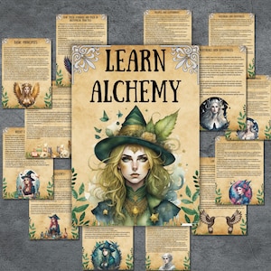Alchemy Grimoire pages, Printable Book of shadows, witchcraft, wiccan, alchemy rituals, pagan, beginner witch digital, BOS pages
