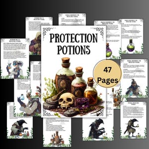 Páginas del Grimorio de Pociones de Protección, Recetas de Pociones de Brujería, Libro de las Sombras de la Bruja, wicca, pagano, brujería, Protección, páginas del Libro de las Sombras