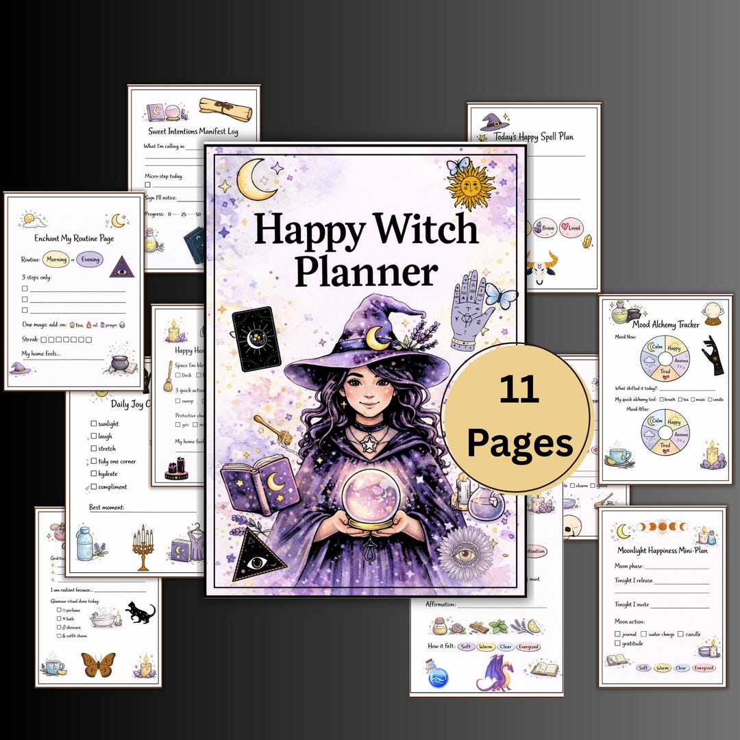 Planner Ritual Happy Witch Planner, Ritual Spell Tracker, Beginner Witchcraft, Moods ...