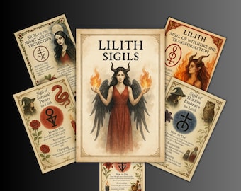 Sigilli della dea oscura Lilith, pagine del Grimorio, sigilli di stregoneria stampabili, rituali di Lilith, offerte, strega principiante, sigilli, Lilith BOS