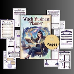 Witch Business Planner, grimoire digital, witchy planner, inserts, Witchcraft Marketing, Abundance, Magical planner, sales, tracker