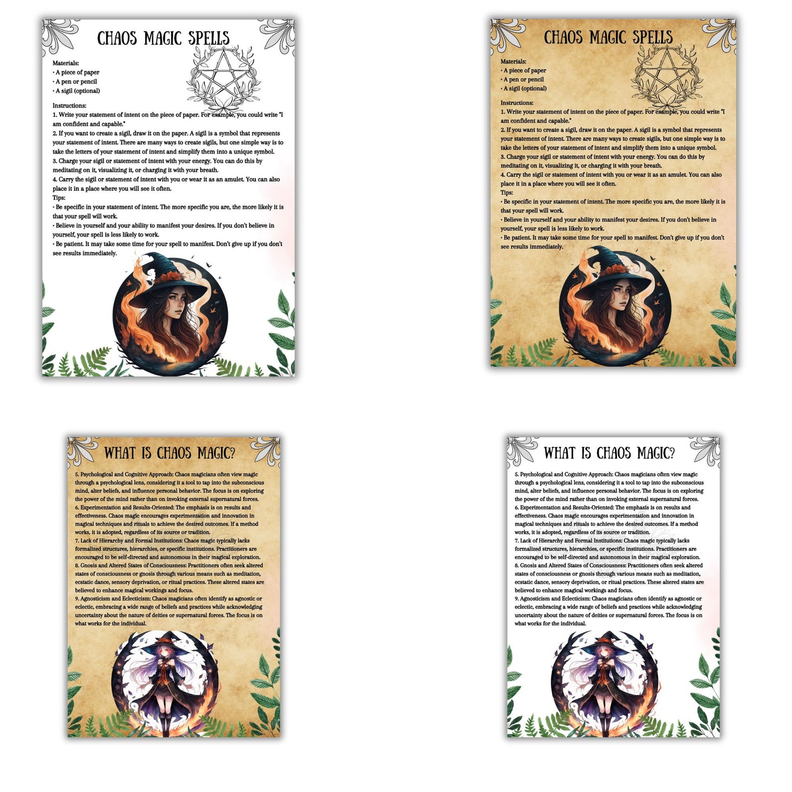 Chaos Magic Grimoire Pages, Beginner Book of Shadows, Printable ...