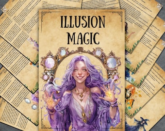 Grimoiresidor med illusionsmagi, utskrivbar skuggbok, häxa, wiccan, detaljerad häxkonst, grunderna, nybörjarhäxkonst, BOS-sidor