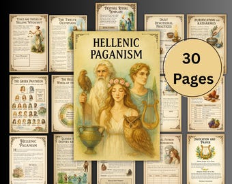 Hellenic paganism guide, Grimoire pages, Greek pantheon, witchcraft Hellenism pagan, WItchy Journal, printable, BOS, Altar, offerings