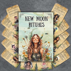New Moon Rituals Grimoire bundle, Book of shadows page, pagan, Moon Magic, Moon witch printable, Grimoire, witchcraft, BOS pages