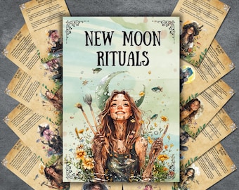 Páginas del grimorio de rituales de luna nueva: Magia lunar, brujería BOS (Descarga digital)