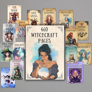 Beginner witchcraft pages, Grimoire bundle, 460 Book of shadows pages, witch kit, rituals, pagan, spells, intuition, magic, BOS