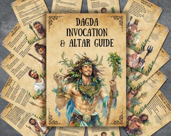 Secret Dagda altar guide, Printable grimoire pages for book of shadows, witchcraft, Dagda rituals, pagan, deity profile