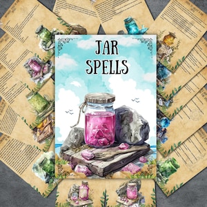 Geheime Zaubergläser, Grimoireseiten, Zauberglasrezepte, Buch der Schatten, Hexerei, Glasrituale, heidnisch, witchy druckbar, Zauber, BOS-Seite