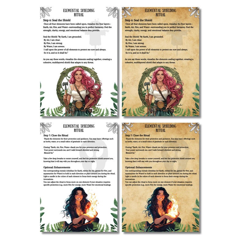 Elemental Ritual Elemental Shields Grimoire Pages, Witchcraft Basics, Book of Shadows ...