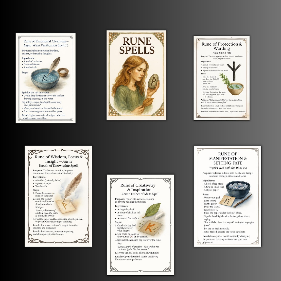 Game Spell Runes Rune Spell Book, Rune Magic Printable, Runes List, Rune Guide, Meanings ...