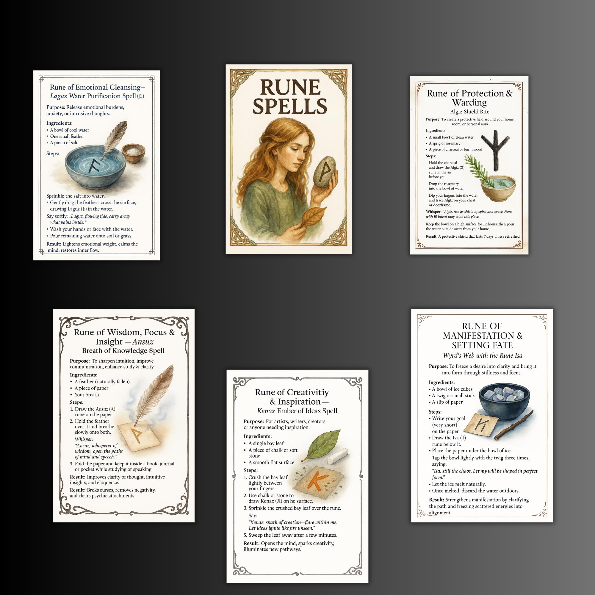 Rune Spell Book, Rune Magic Printable, Runes List, Rune Guide, Meanings ...