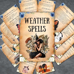 Weather SPELLS Book, witchcraft book of shadows, Printable Wicca SPells, Occult, Pagan, Witches spells pages, BOS grimoire, rituals