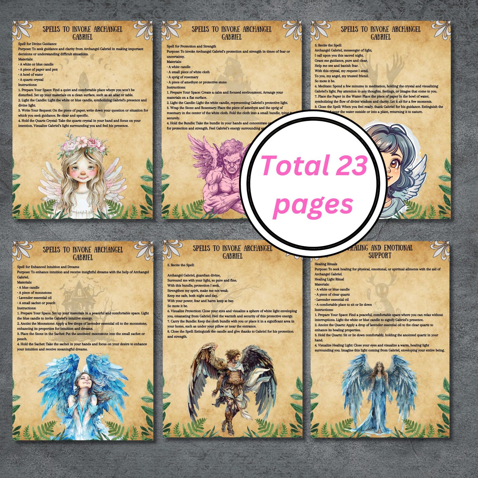 Archangel Gabriel Grimoire Pages, Witchcraft, Angel Book of Shadows ...