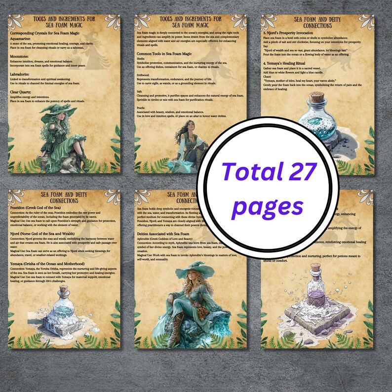 Secret Sea Magic Pages, Grimoire Book of Shadows, Witchcraft 101, Sea ...