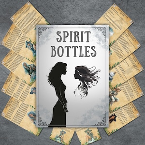 Spirit bottle grimoire pages, magic, wicca witchcraft, Printable grimoire, rituals, pagan, witchy tools, beginner witch pages