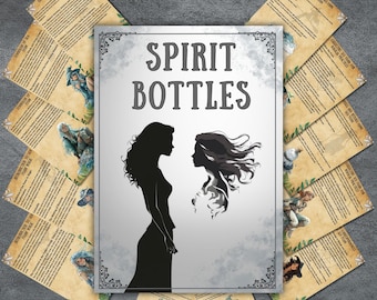 Spirit bottle grimoire pages, magic, wicca witchcraft, Printable grimoire, rituals, pagan, witchy tools, beginner witch pages