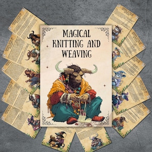 Magic knitting grimoire pages, spells, book of shadows, witchcraft, knitting rituals, spell book, pagan, beginner witch