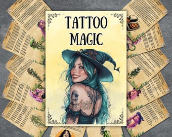 geheime tattoo magische grimoirepagina's, Wiccaboek der schaduwen, heksenzegelrituelen, heidens, basisprincipes van hekserij, afdrukbare, heksachtige BOS-pagina's