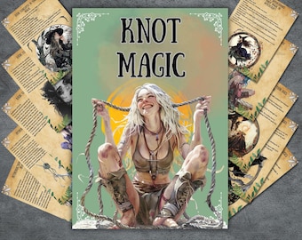Knot magic grimoire pages, witchcraft basics, book of shadows, knot rituals, cord magic, pagan, wiccan, witchy printable, BOS pages