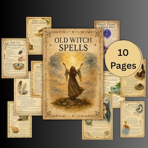 Secret Old Witch Spells, Grimoire Spellbook, printable book of shadows, rituals, folk spells, pagan, witchy, beginner BOS pages