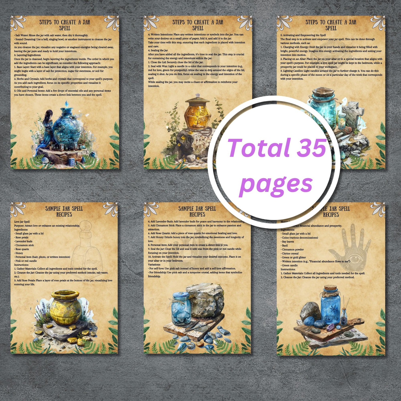 Hidden Spells Secret Spell Jars Grimoire Pages, Spell Jar Recipes, Book of Shadows ...
