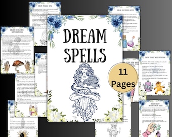 Lot de sorts de rêve, livre de sorts de sorcellerie, sorcières débutantes, livre de sorts, occulte, rituels wicca, pages de sorts de grimoire imprimables