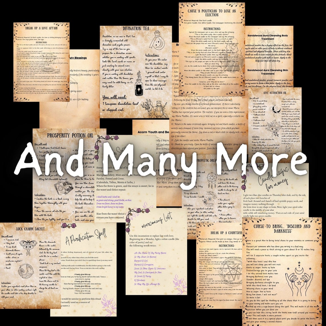 57 Book of Shadows Pages, Witchcraft Printable Grimoire Pages, Witchy ...