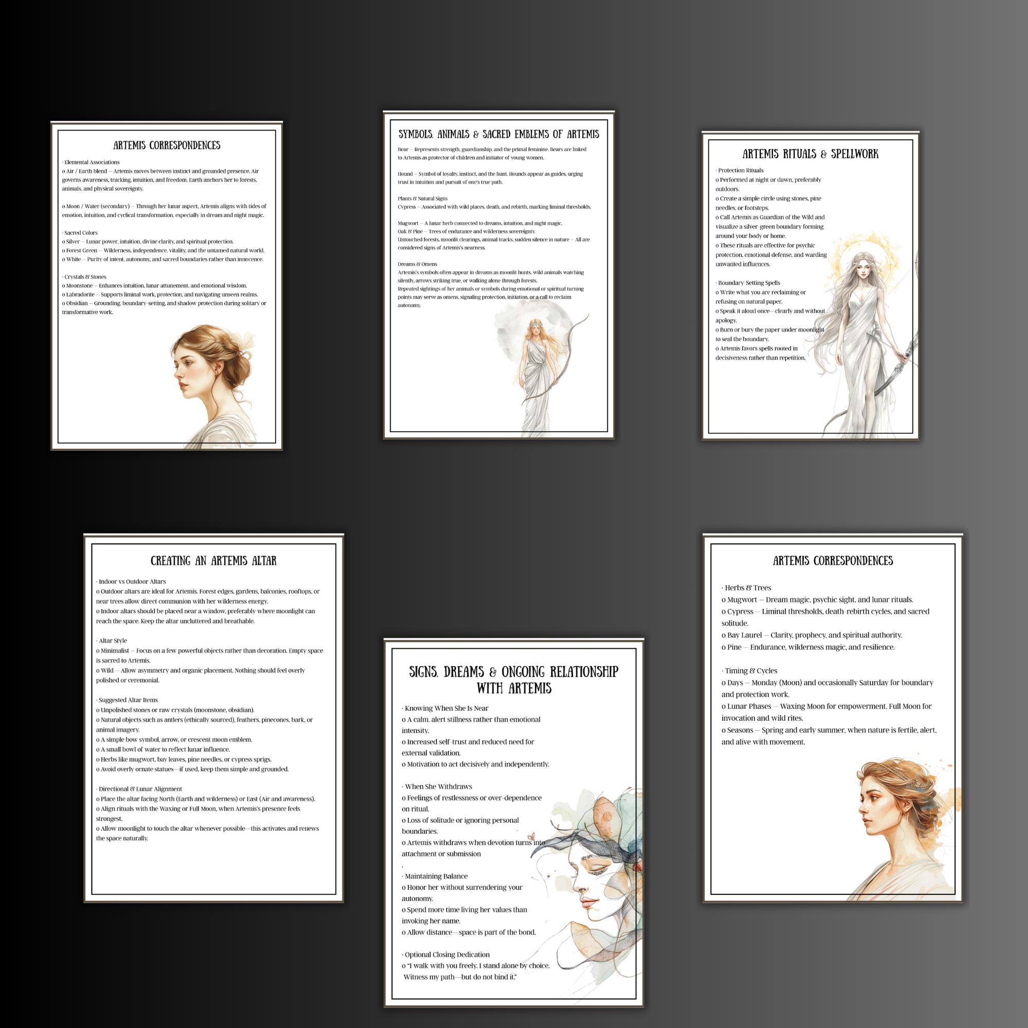 Greek Goddess Artemis Altar, Prayer, Invocation, Grimoire Pages ...