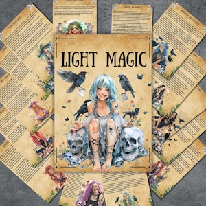 Light Magic-grimoirepagina's, afdrukbare Wicca, boek der schaduwen, grimoire-rituelen, heksendagboek, heidens, basishekserij, BOS-pagina's