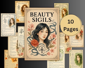 Secret Beauty Sigils, Printable Grimoire, Digital witchcraft, Glamour sigils, spells, appearance, magic sigil, Sigil cheat sheet, worksheet