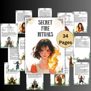 Rytuały magii ognia, strony grimuaru, Magiczna księga cieni, czarownica ognia, żywioł, rytuał czarownictwa, wicca, czarownictwo do druku, BOS
