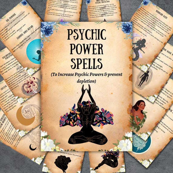 Psychic power spells Bundle, Witchcraft Spell book, Book of shadows, Pagan, Printable wicca spells, wicca journal, grimoire rituals, Magic