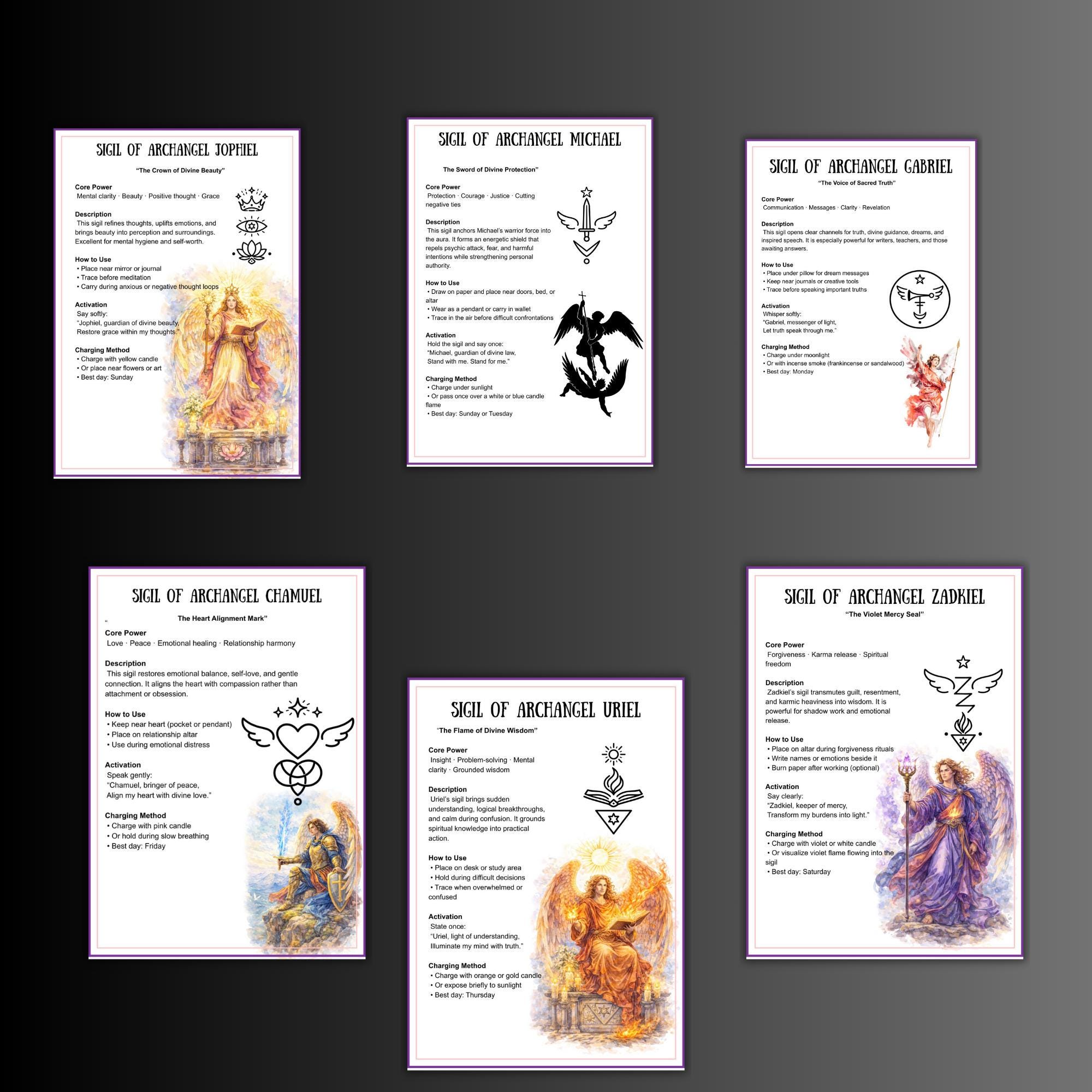 Secret Archangel Sigils Pages, Grimoire Download, 7 Archangels ...