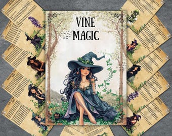 Magie de la vigne, pages du livre des ombres, grimoire, kit de sorcellerie wicca, éphémères de sorcière imprimables, occulte, païen, journal de sorcière, BOS