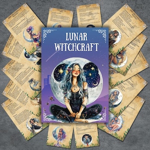 Lunar witchcraft pages, grimoire bundle, Moon witch, Book of shadows, lunar rituals, moon spells, pagan, wiccan, Grimoire, BOS