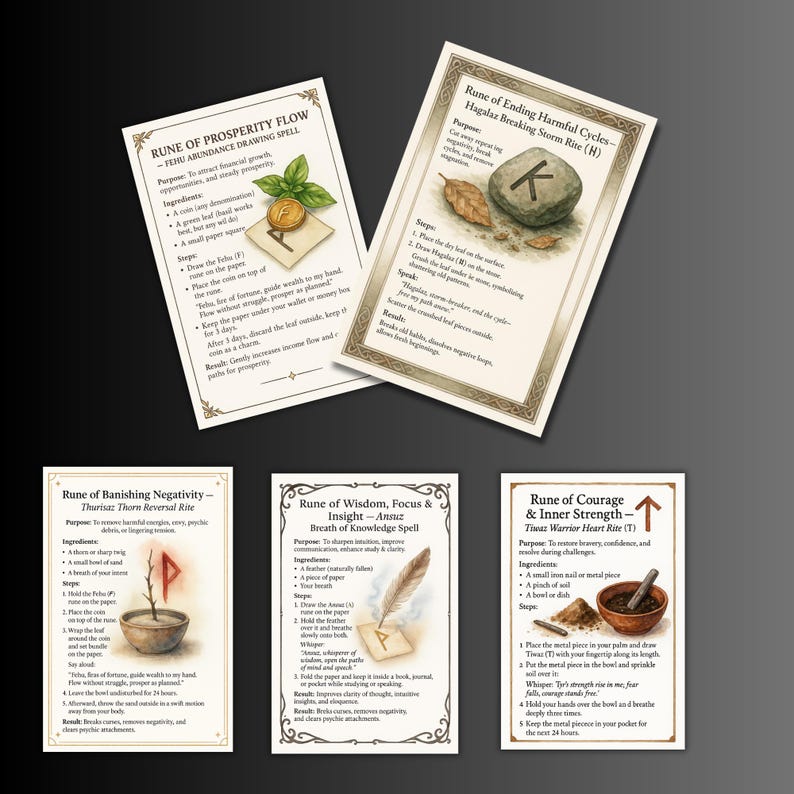Rune Spell Book, Rune Magic Printable, Runes List, Rune Guide, Meanings ...