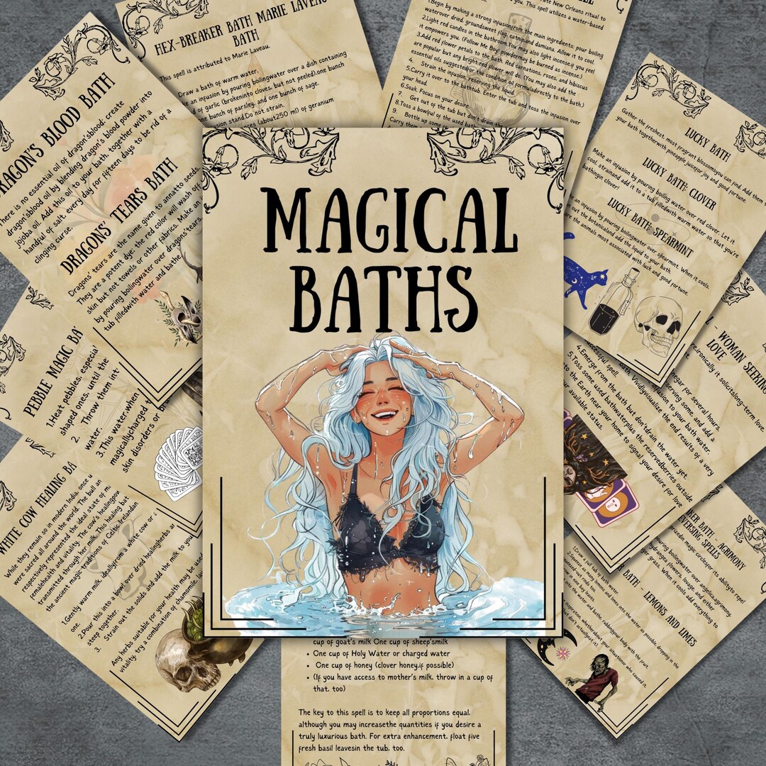 Secret Magic Bath Spells, Witchcraft Book of Spell, Grimoire Printable ...