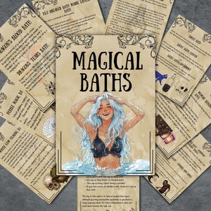 Secret Magic bath spells, Witchcraft Book of spell, Grimoire printable, Book of shadows, Wicca, BOS pages, witchy Spell Book