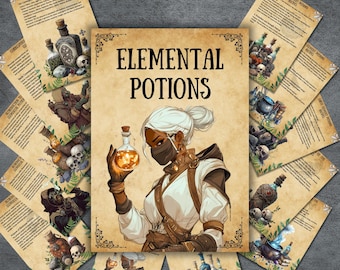 Elementaire drankjes grimoirepagina's, hekserijboek der schaduwen, toverdrankrecepten, wicca, heidens, beginnersheks afdrukbaar,
