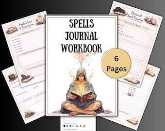 Heksenspreuken dagboek werkboek, hekserijplanner, spreukwerktracker, ritueel, grimoire digitaal, spreuksjablonen, logboeken, BOS-inzetstukken