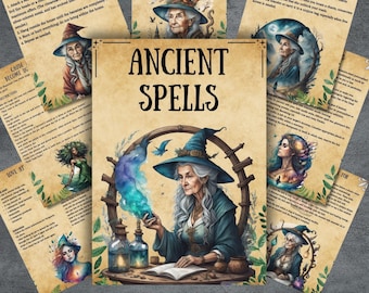 Secret Ancient Spells, Grimoire pages, Printable book of shadows, wicca, spell download, old rituals, witchy witchcraft, BOS pages