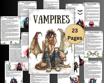 Vampire Grimoire pages, Printable Book of shadows, wiccan, Vampire rituals, Pagan, witchy, witchcraft, beginner BOS pages